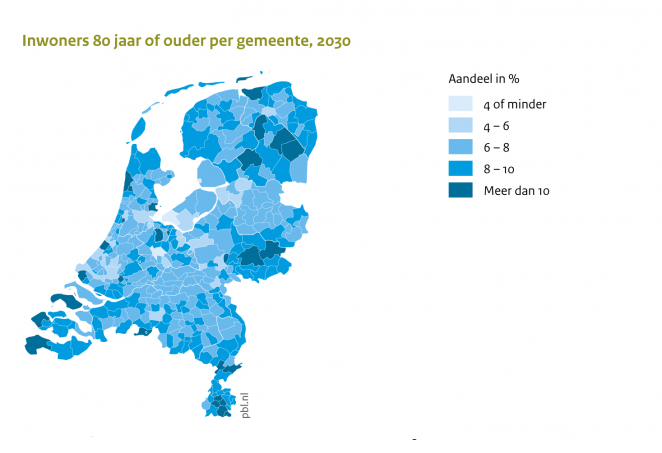 Inwoners 80 jaar en ouder per gemeente 2030